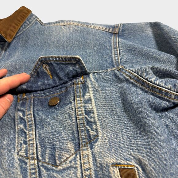 Vintage Texas Wear Denim Jacket Mens Large Corduroy Collar Western Trucker 90s - Picture 10 of 14